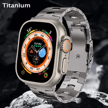 Титановый браслет Для Apple Watch Ultra 49 мм 8 7 45 мм Ремешок Для iWatch серии 8 6 5 4 SE 41 38 42 мм 40 44 мм Роскошный Деловой Ремешок
