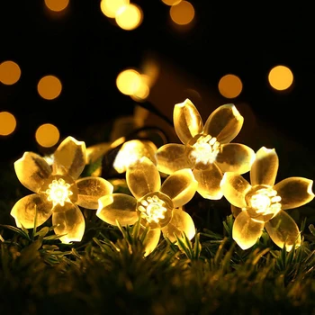 7 м 50LED Цветок, Солнечная лампа, Светодиодная Гирлянда, Сказочные Огни, Гирлянды на солнечной Батарее, Рождественский декор для сада на Открытом воздухе