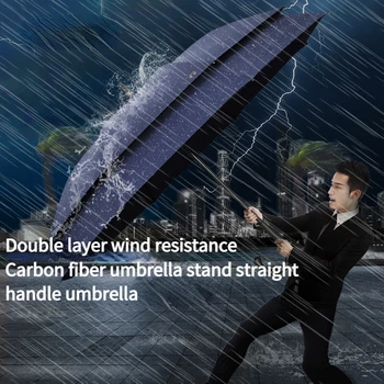 Зонт с длинной ручкой, мужской Paralas, Большой Полуавтоматический зонт, усиленный ветрозащитный водоотталкивающий двухслойный двойной зонт
