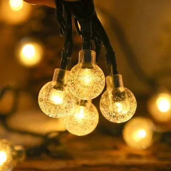Разноцветные светодиодные фонари, шарики с пузырьками, Хрустальные шары, Солнечные фонари во дворе, Рождественские декоративные световые гирлянды