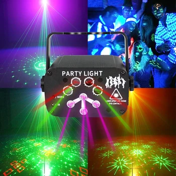 HS RGB Мини DJ Диско Лазерный световой Проектор USB Перезаряжаемый светодиодный УФ Звуковой Стробоскоп Сценический эффект Свадебная Лампа для Рождественской вечеринки