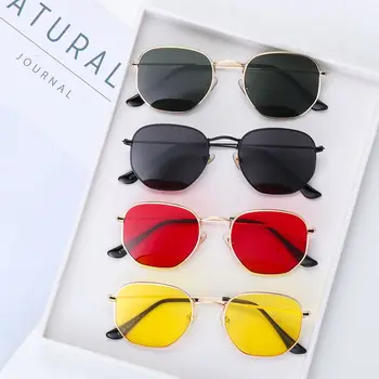 Модные очки, очки для вождения, Маленькие квадратные солнцезащитные очки, Солнцезащитные очки для мужчин и женщин, Солнцезащитные очки с многоугольными зеркальными линзами