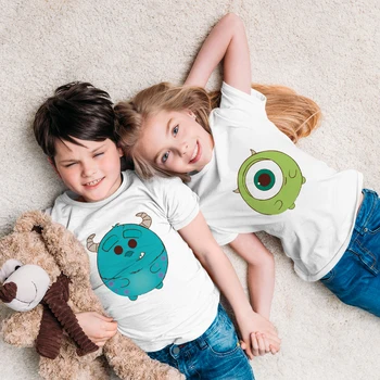 Disney/Лидер продаж, Детские комплекты из 2 предметов с милым принтом, Белая футболка, Костюм для брата и Сестры, от 3 до 8 лет, Удобная Детская футболка Monster University Graphci